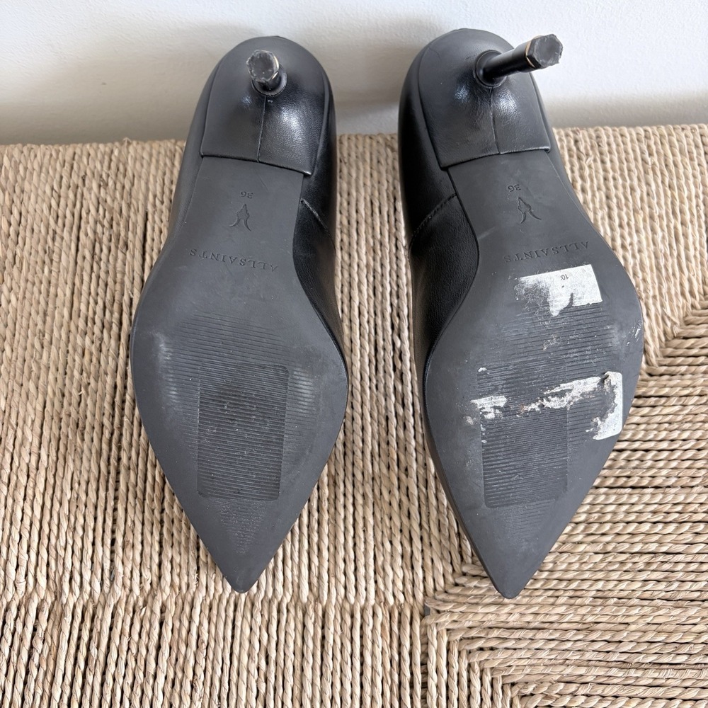 AllSaints Nova Court Pointed Toe High Heel Leather Pumps Black EU 36 /‎ US 6 - Picture 7 of 8